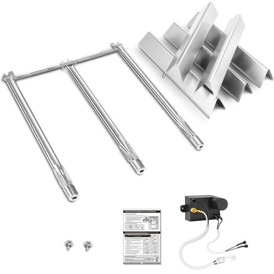 Flavorizer Bars 7636 et Brûleur 69787 avec Bouton Dallumage pour Weber Spirit i ii 300 Serie Spirit E310 S310 SP310 avec 3 Bouton Contrôle Frontal