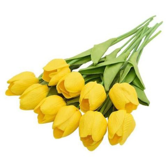 Fleurs artificielles - ECELEN - 10PCS Tulipe Fleur Artificielle Real Touch - Rose - Intérieur - Contemporain