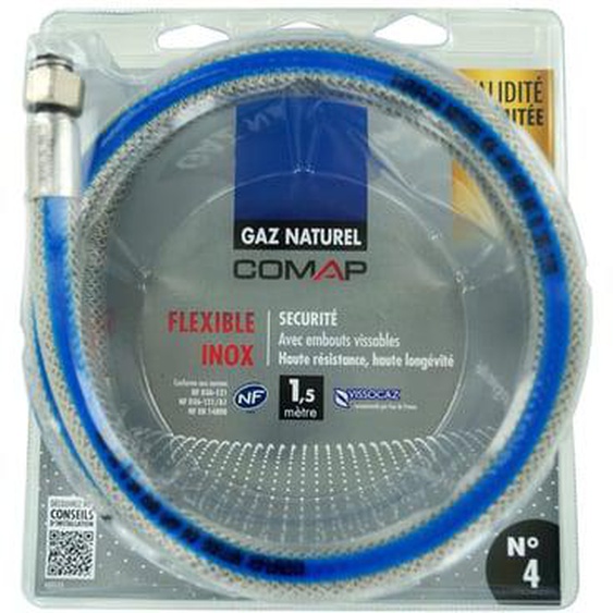 Flexible inox gaz naturel 1,50 m 1/2