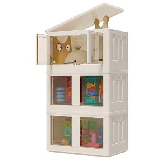 FLEXISPOT 72L Boîtes de Rangement Pliables et Empilables en Plastique, Avec Couvercle et 4 Roulettes (Blanc, Lot de 3)