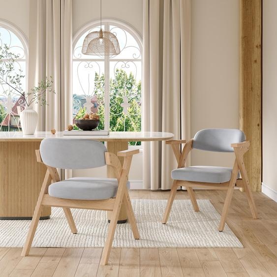 Flieks Chaises de salle à manger pliantes, set de 2, chaises de cuisine chaise de salon avec coussin, table pliante pour salle à manger, 64.5x66.5x73cm, lin, gris