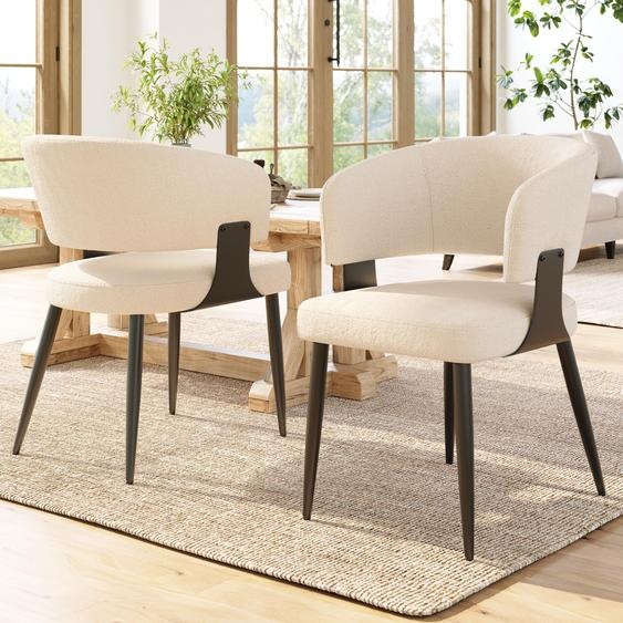 Flieks Chaises de salle à manger (set de 2), Chaise Chaise de salle à manger en peau dagneau, Chaise de cuisine Chaises rembourrées avec dossier, Chaise de maquillage beige