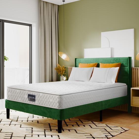 Flieks Matelas 160x200cm H3 Matelas à ressorts, Matelas en mousse respirante avec housse microfibre piquée, hauteur 25cm