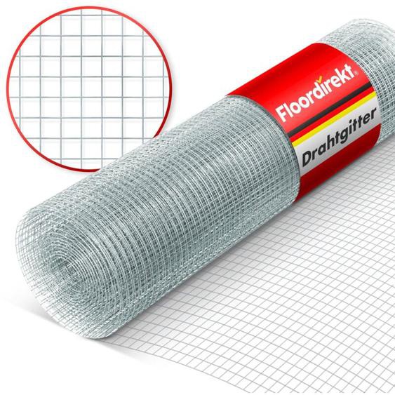 Floordirekt - Grillage métallique 100 cm x 10 m, Mailles Fines, Galvanisé, Mailles : 6,3 x 6,3 mm