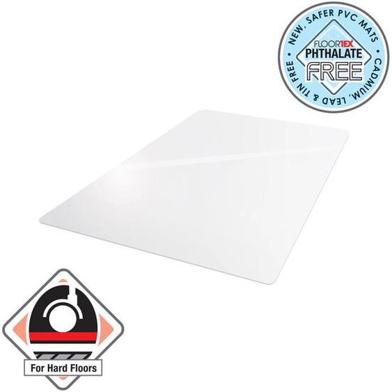 Floortex Tapis protège-sol Cleartex® AdvantageMat, rectangulaire, 1 200 mm x 1 500 mm, anti-microbien, pour sols durs, PVC 100 % recyclable, transparent