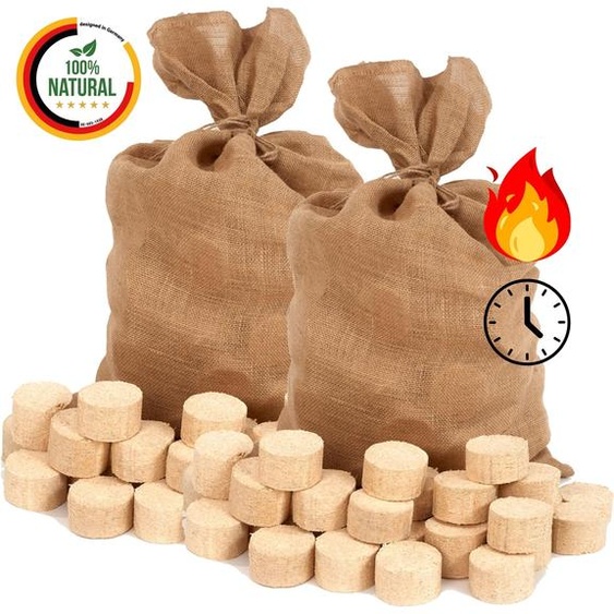 Floranica Bûches de Bois 100% Bûches Compressées 2 x 12,5 kg Bûches Allume feu cheminée Haute Valeur Calorifique Faible Fumée