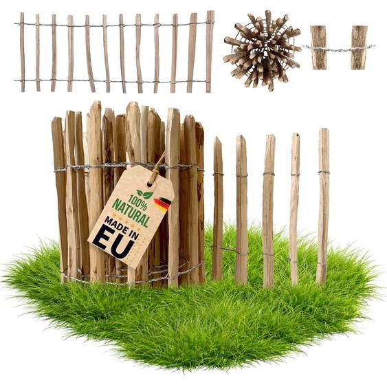 Floranica clôture en noisetier châtaignier 10 m x 50 cm de hauteur, écart entre les lattes 4-6 cm, petite clôture à piquets