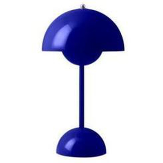 FLOWERPOT VP9-Lampe à poser sans fil avec variateur tactile H29.5cm Bleu Cobalt & Tradition - designé par Verner Panton