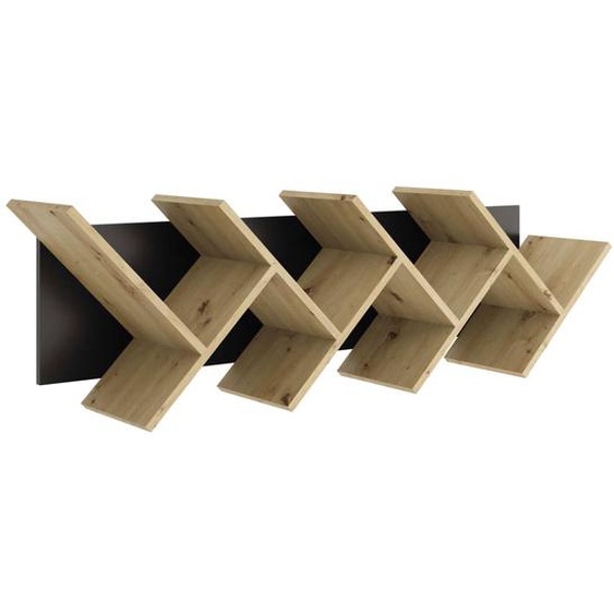 FMD Étagère à livres géométrique suspendue Chêne et noir