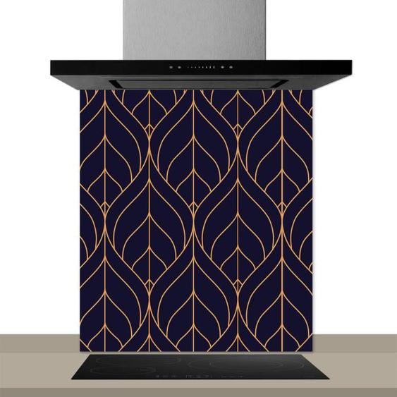 Fond de hotte decorative, botanica bleu 60x70