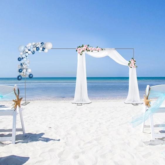 Fond de mariage - Trépied - Hauteur 1 à 3 m - Longueur 2 à 6 m - Cadre rectangulaire 6 × 3 m - Tube en fer galvanisé 20 × 20 mm - Capacité de charge 10 kg - Argent