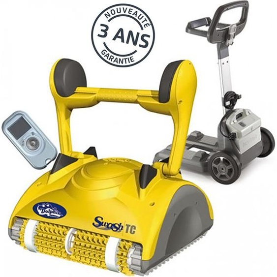 Fond, parois et conduite deau du robot de piscine électrique avec télécommande et chariot - Dolphin swash tc