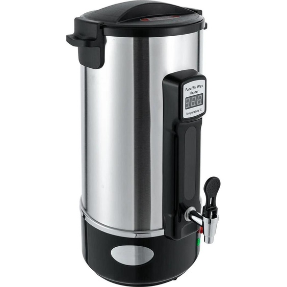Fondeur de cire 10,8 L, machine pour la fabrication de bougies, robinet de vidange chauffé, argenté