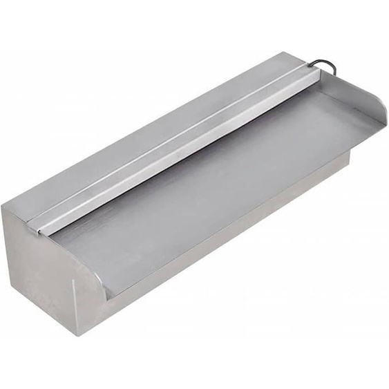 Fontaine en acier inoxydable rectangulaire de 30 cm, idéale pour piscine, jardin, terrasse, balcon ou cour intérieure. Équipée de 15 LED blanches, elle est étanche et résistante au chlore. Son design décoratif et son doux bruit deau en font un élément