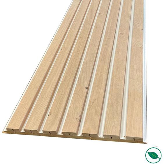 Lot de 2 panneaux tasseaux mdf chêne clair sur fond blanc 2500 x 300 x 20 mm-1,435 M2 pefc 70%