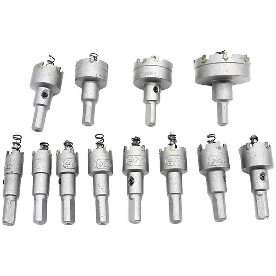 Foret à carotte, diamètre 15 mm - 50 mm, diamètre de tige 9 mm, longueur 70 mm, poids net 0,94 kg, convient pour le métal et le bois