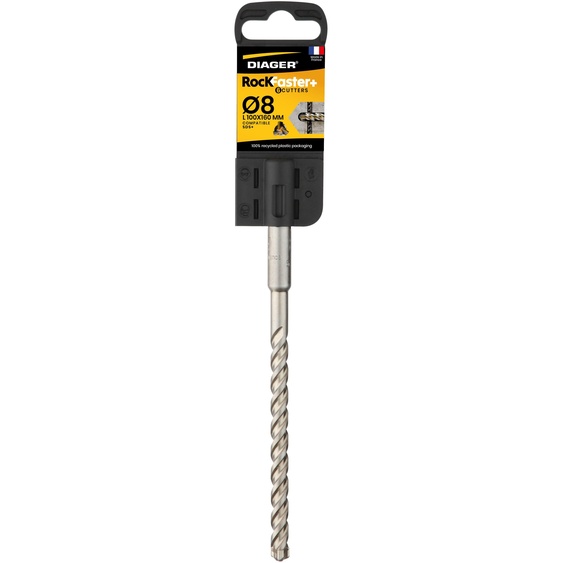 Foret béton - DIAGER - RocKFaster 3 taillants Tête Carbure Monobloc compatible SDS+
