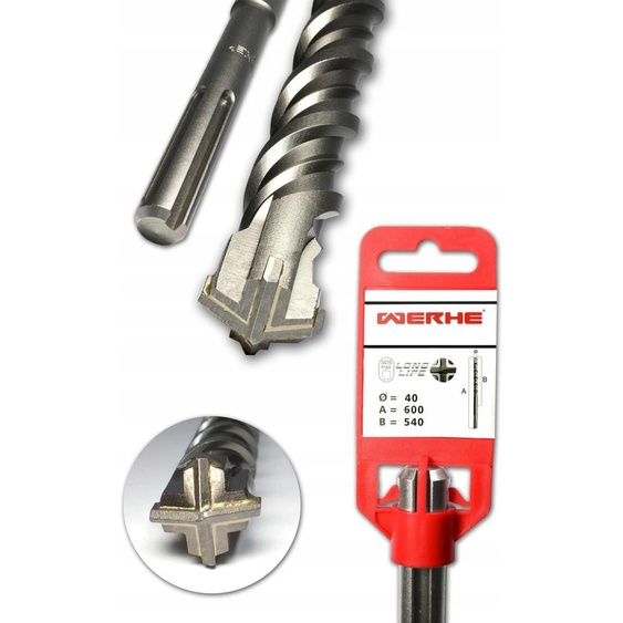 Foret transversal WERHE SDS MAX pour béton 40x600 mm