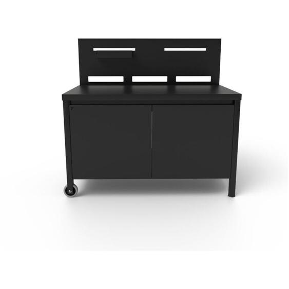 Forge Adour - table roulante credence acier ferme noir