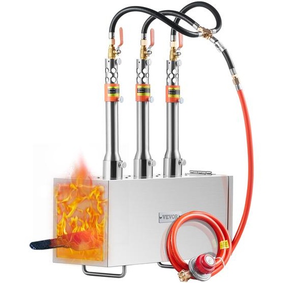 Forge portable au propane de VEVOR, forge de maréchal-ferrant avec 3 brûleurs, four de forge à gaz de 2600℉ pour la fabrication doutils et de couteaux, outils de forge à gaz carrés en acier inoxydable de grande capacité