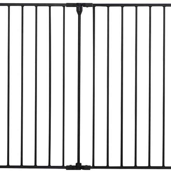 Fortuna Lai 2 en 1 Parc pour chiots 5 pièces Pliable Barrière avec porte pour chiens de petite et moyenne taille, parc pour chiots à monter soi-même 300 x 74,5 cm Métal Noir