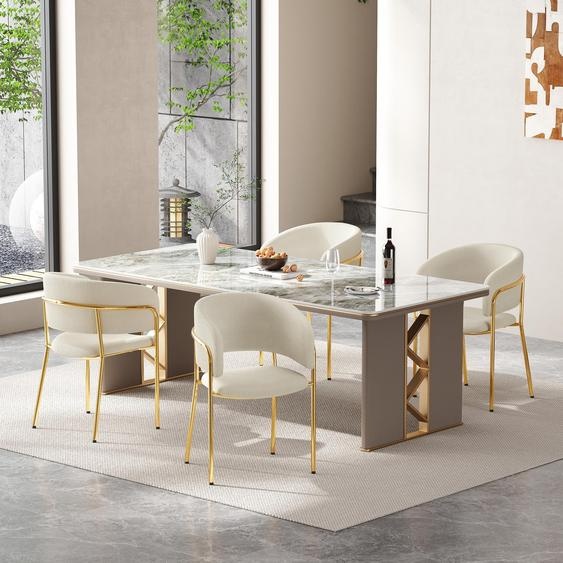 Fortuna Lai 4 St Chaise moderne avec pieds inclinés, pieds réglables et tissu en velours côtelé, idéale pour le salon, les bureaux ouverts, la salle à manger (beige)