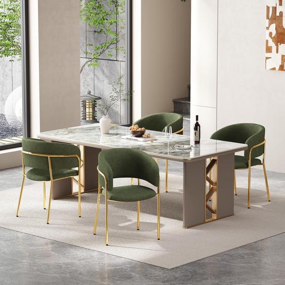 Fortuna Lai 4 St Chaise moderne avec pieds inclinés, pieds réglables et tissu en velours côtelé, idéale pour le salon, les bureaux ouverts, la salle à manger (vert)