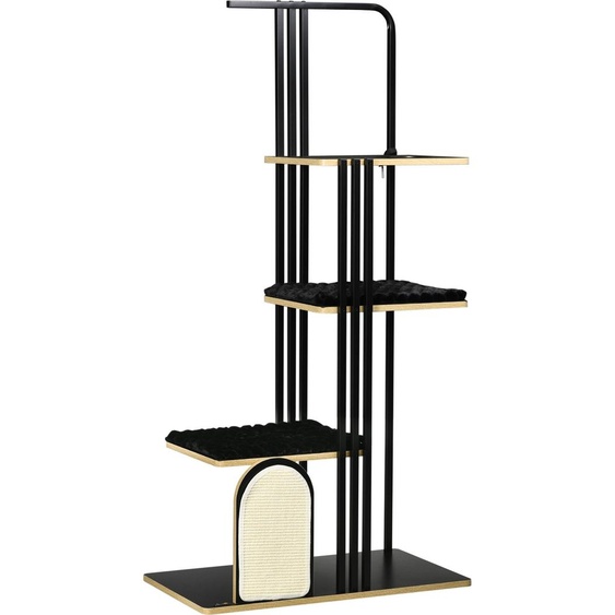 Fortuna Lai Arbre à chat 170 cm Grand arbre à chat avec coussin, griffoir, 3 plateformes, meuble pour chat en acier noir