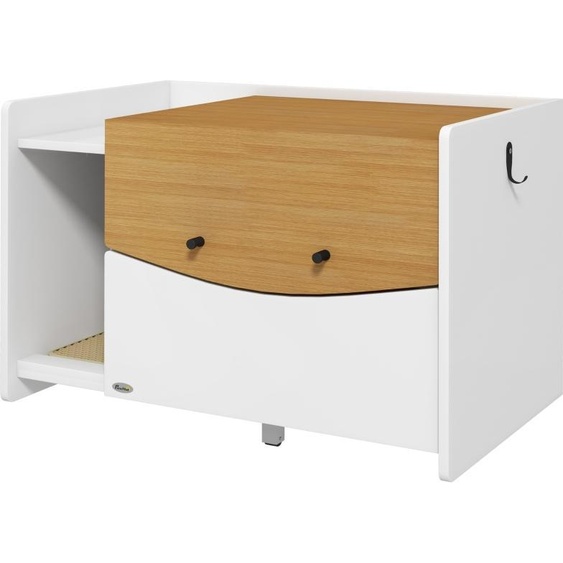 Fortuna Lai Bac à litière, extensible, design armoire, compartiment à litière, 78 x 50 x 51 cm, chêne/blanc
