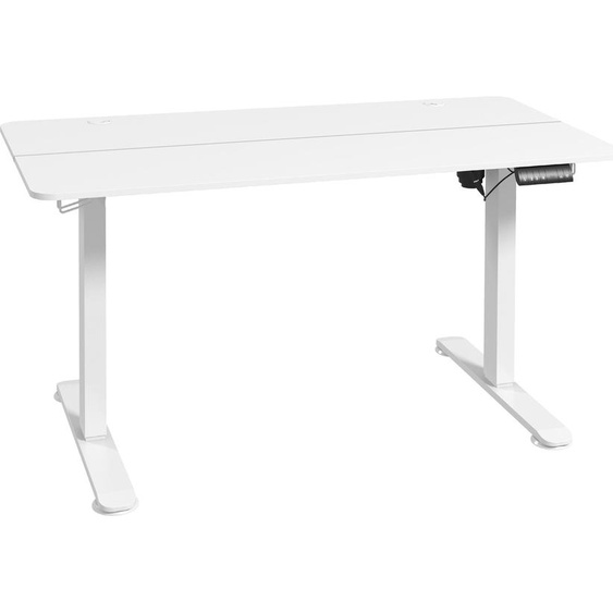 Fortuna Lai Bureau réglable en hauteur 140 x 70 cm électrique Bureau dordinateur 4 mémoires Ergonomique Siège Pupitre debout Crochets Anti-collision Blanc