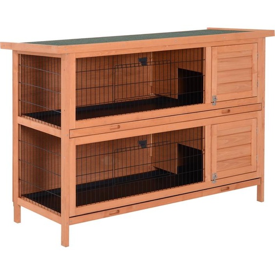Fortuna Lai Cage à deux étages pour petits animaux Cage pour cochons dInde en bois de sapin, orange, 136,4 cm x 50 cm x 93 cm
