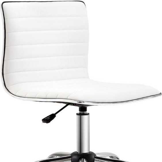 Fortuna Lai Chaise de bureau sans accoudoirs, réglable en hauteur 78-90 cm, chaise cosmétique avec dossier, jusquà 120 kg, cuir, blanc