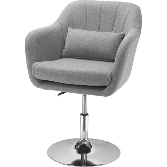 Fortuna Lai Chaise pivotante, fauteuil pivotant réglable en hauteur, chaise dappoint au design rétro, fauteuil relax avec coussin de dossier pour salon, lin, gris