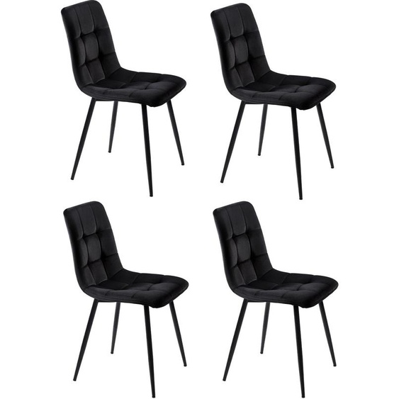 Fortuna Lai Chaises de cuisine avec pieds en métal, (set, 4 pièces, avec dossier et assise en velours), Chaises rembourrées