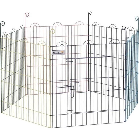 Fortuna Lai Enclos extérieur, aire de jeu pour chiots, conception modulaire, verrouillable, métal, Ø120x60H cm, multicolore
