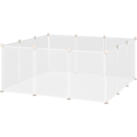 Fortuna Lai Enclos extérieur Parc pour animaux DIY Enclos extérieur Enclos grillagé Barrière de sécurité Petits animaux Parc pour intérieur 12 panneaux Blanc Métal Résine PP 105 x 105 x 45 cm