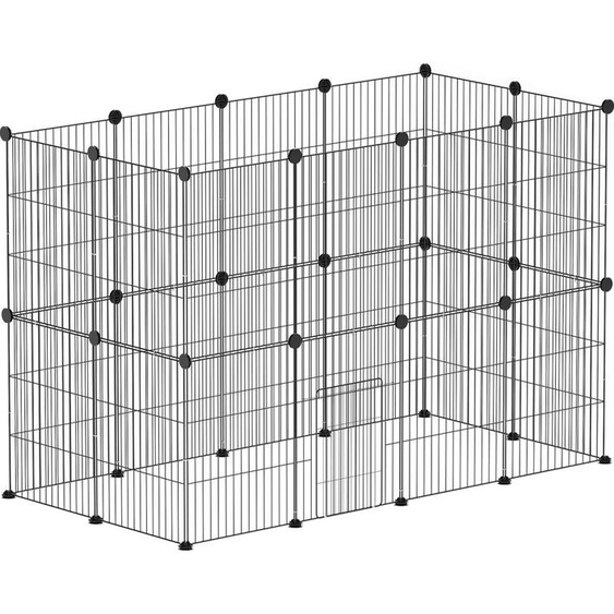 Fortuna Lai Enclos extérieur pour lapins, enclos pour petits animaux, enclos extérieur, enclos pour cochons dInde, enclos pour petits animaux en acier, enclos grillagé avec porte, intérieur, 120 x 60 x 80 cm, noir