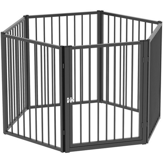 Fortuna Lai Enclos pour chiots 76 cm de haut, enclos pour chiots 8 pièces avec porte, enclos extérieur Enclos pour chiens de petite et moyenne taille, lapins, cochons dInde, acier, noir