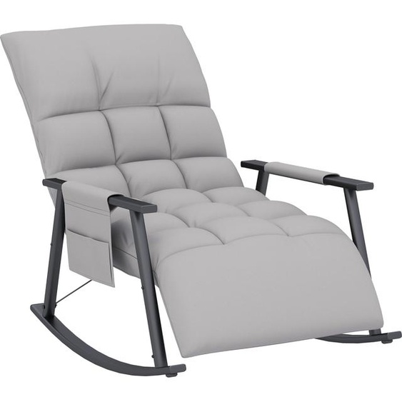 Fortuna Lai Fauteuil à bascule relax avec repose-pieds, dossier réglable jusquà 120 kg, microfibre grise, avec poche latérale pour plus de confort