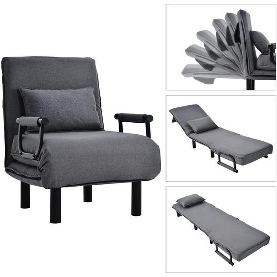 Fortuna Lai Fauteuil-lit convertible, dossier réglable en 6 positions, fauteuil pliable avec coussin, assise rembourrée, canapé chaise longue de loisirs pour la maison, le bureau