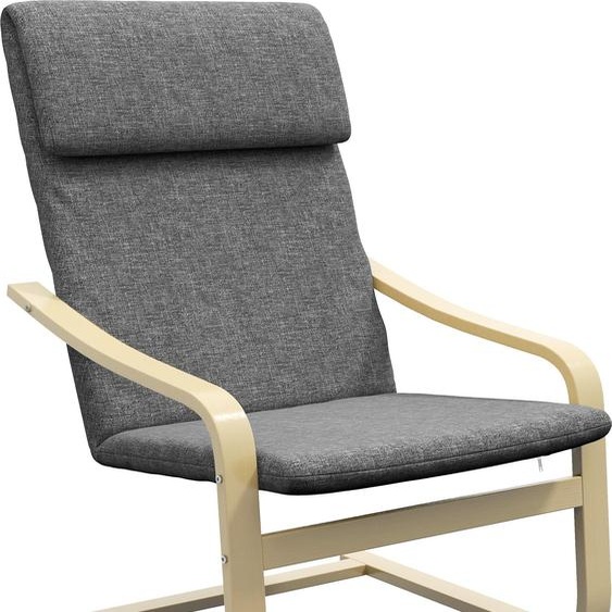 Fortuna Lai Fauteuil relax Fauteuil de repos avec coussin Fauteuil à bascule Chaise de salle à manger Aspect lin Gris foncé Bois de bouleau 66,5x80x99cm pour salon