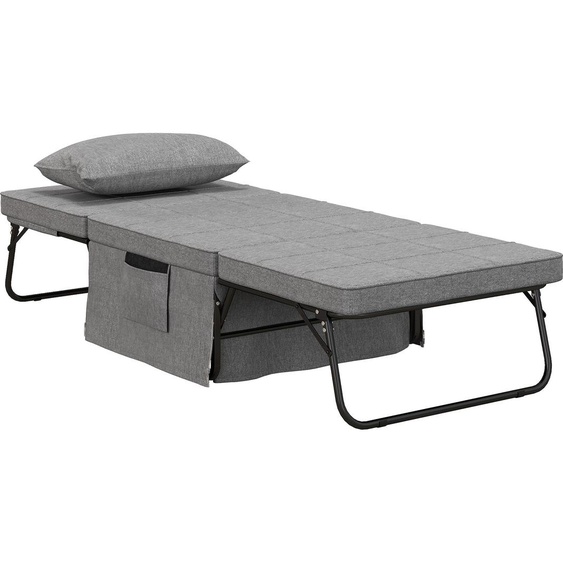 Fortuna Lai Lit simple 4 en 1 Lit dappoint Lit pliant Fauteuil Pouf, matelas de 8 cm, réglable en hauteur sur 5 niveaux, cadre en acier, 188 x 75 x 38 cm