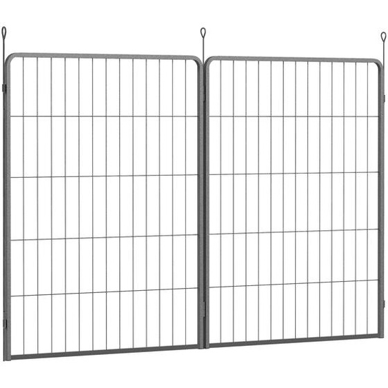 Fortuna Lai Lot de 2 panneaux dextension pour clôture pour chiens pour enclos extérieur, 80 x 100 cm Clôture pour chiots en acier, pour petits et grands chiens Noir