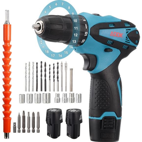 Fortuna Lai Mini visseuse sans fil Lumière LED, Batterie 1500mAh Rechargeable avec 2 batteries, Visseuse sans fil 12V avec 30 embouts de perçage/dévissage, Moteur brossé Idéal pour le bricolage Serrage et desserrage de vis