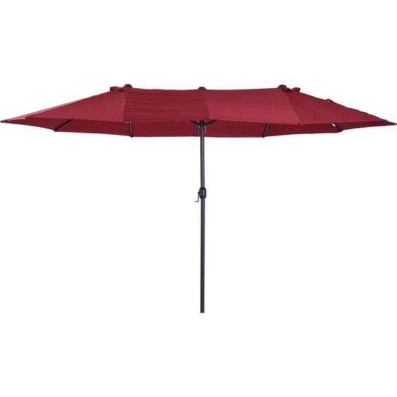 Fortuna Lai Parasol de jardin 455 x 270 cm Parasol de marché Double parasol Parasol de terrasse avec manivelle Rouge vin Ovale