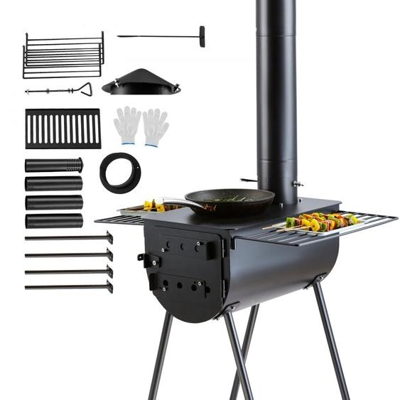Four à bois portable - Four de BBQ de tente chaude de camping - 118 pouces - Four dextérieur avec des tubes