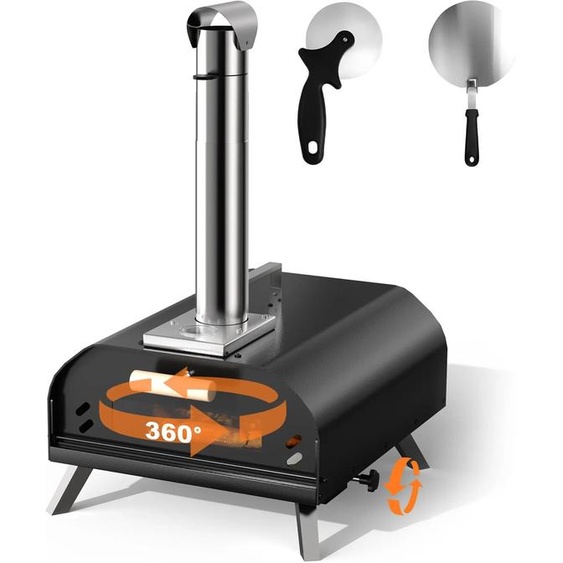 Four à pizza extérieur Karinear, four à pizza à granulés de bois 12 pouces avec épluchage de pizza et coupe-pizza pour le camping sur la plage [Classe énergétique A]