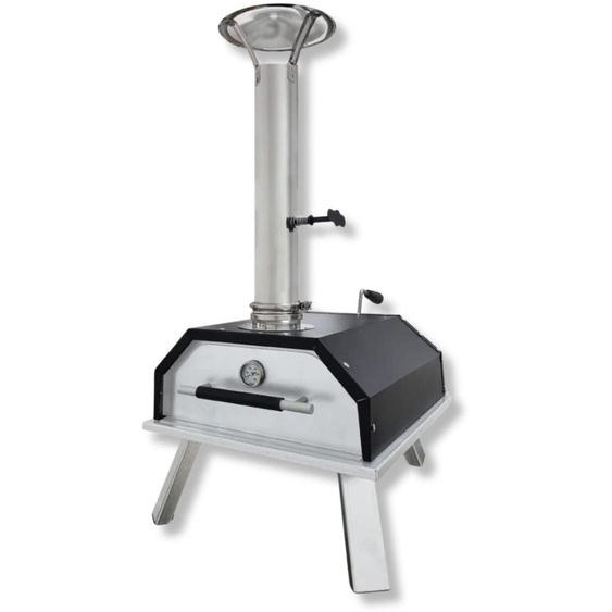 Four à pizza portable à bois en acier, couleur aluminium et noir