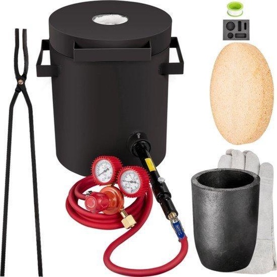 Four à propane pour la métallurgie - 4 kg - Kit - avec cuve de fusion en graphite et pince - Coulée de métal