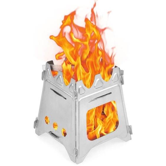 Poêle à bois pliable compacte - Acier inoxydable - Ventilation dair - Pour camping et randonnée